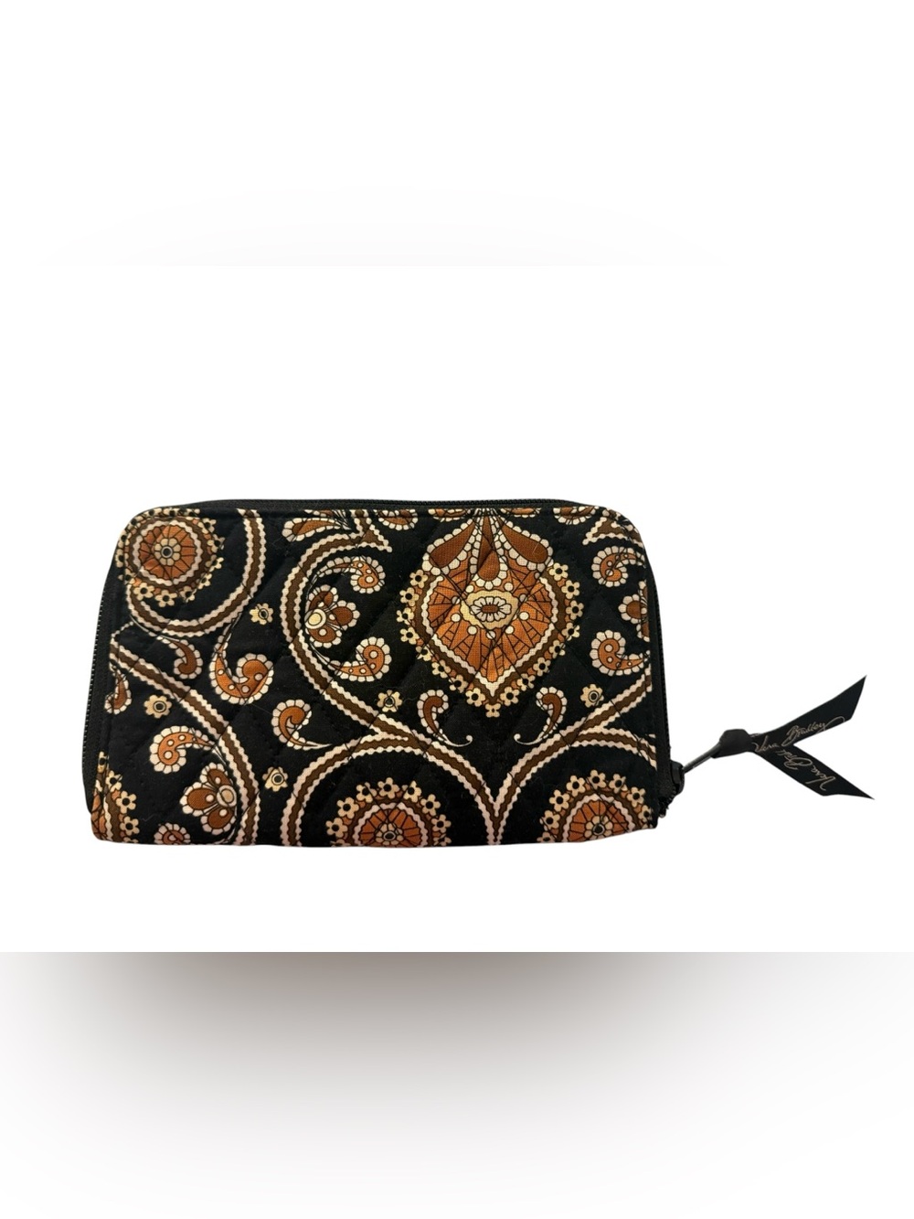 Vera Bradley Retired Cafe Caffe Latte Pattern Zip Wallet Hidden Wristlet Strap - Picture 3 of 8